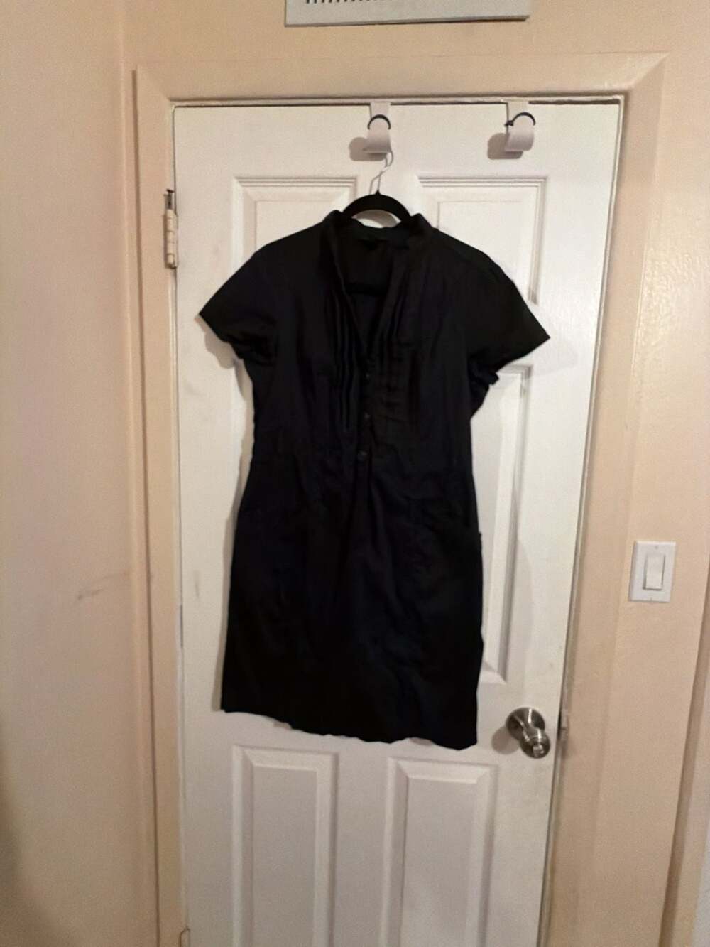 H&M Black Cargo Style Short Sleeve Button-Down Dress Pleated w/o belt SOU1263-L